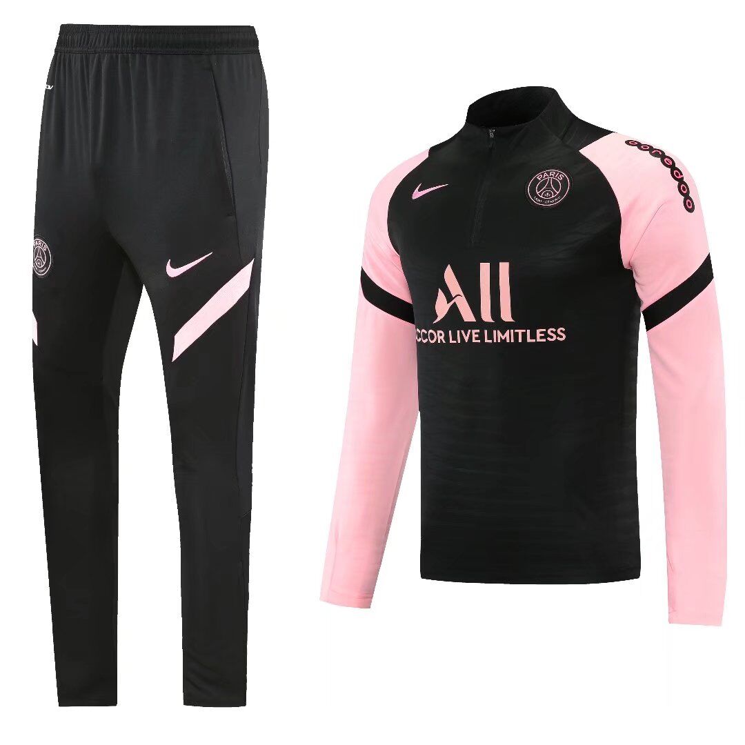 PSG 2021/22 Black&Pink Zipper Sweatshirt Kit(Top+Pants) - Free Shipping ...